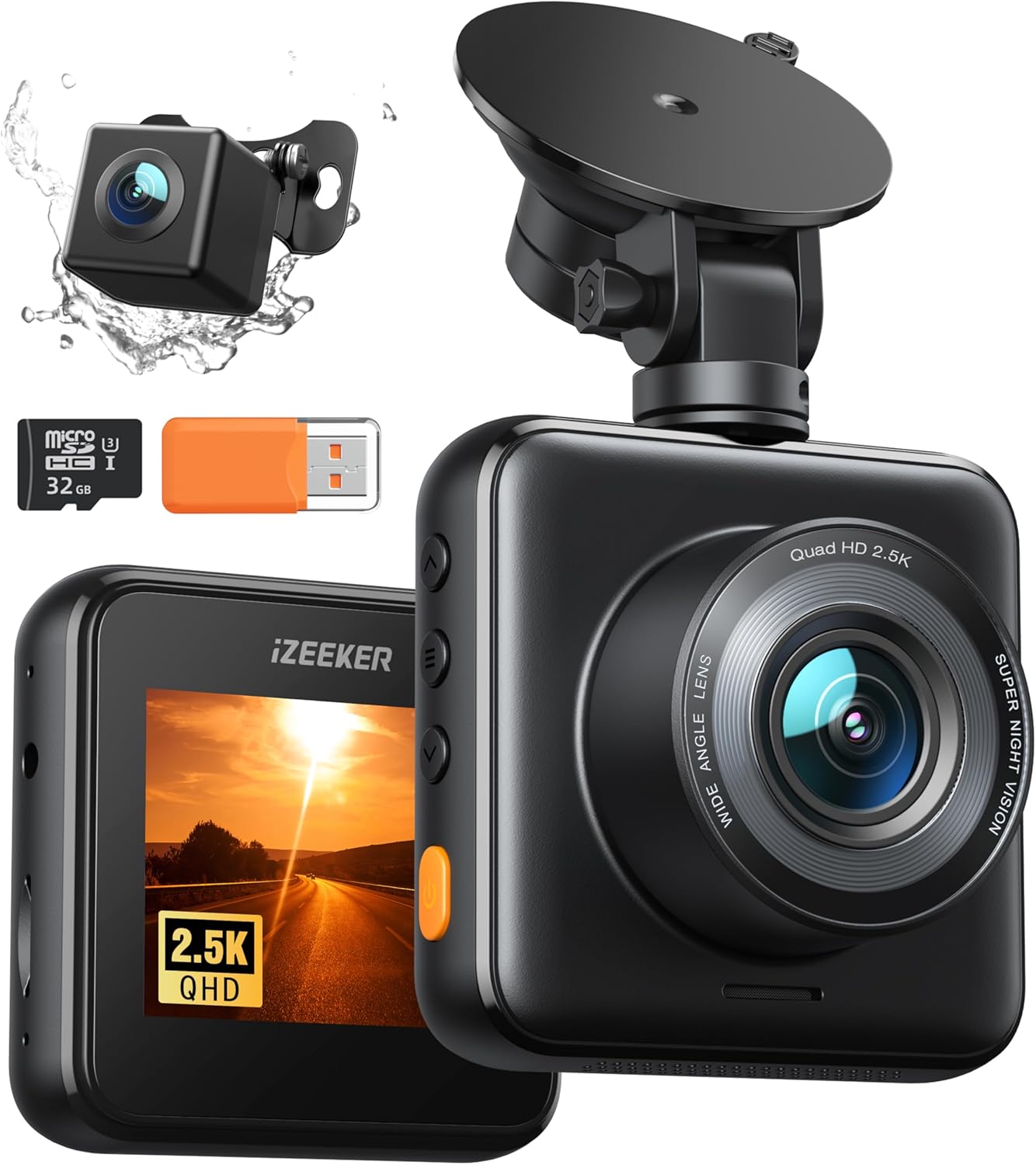 2.5K Dash Cam Front and Rear Camera with 32G SD Card, 1440P 170° G-Sensor, Night Vision, WDR 3.3 stars out of 103 reviews (3.3)| 103 ratings