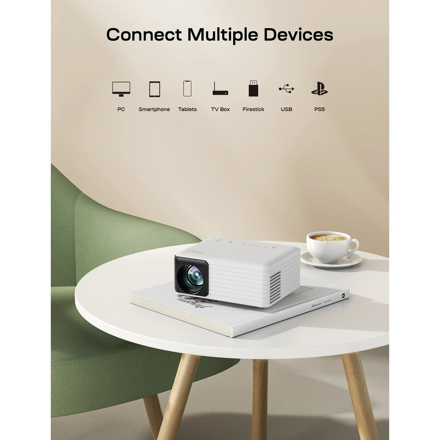 Mini Projector Native 720P,4000 Lumens LED 3.0 Outdoor Theater with HDMI, USB, 60000HRS Lamp Life,Black