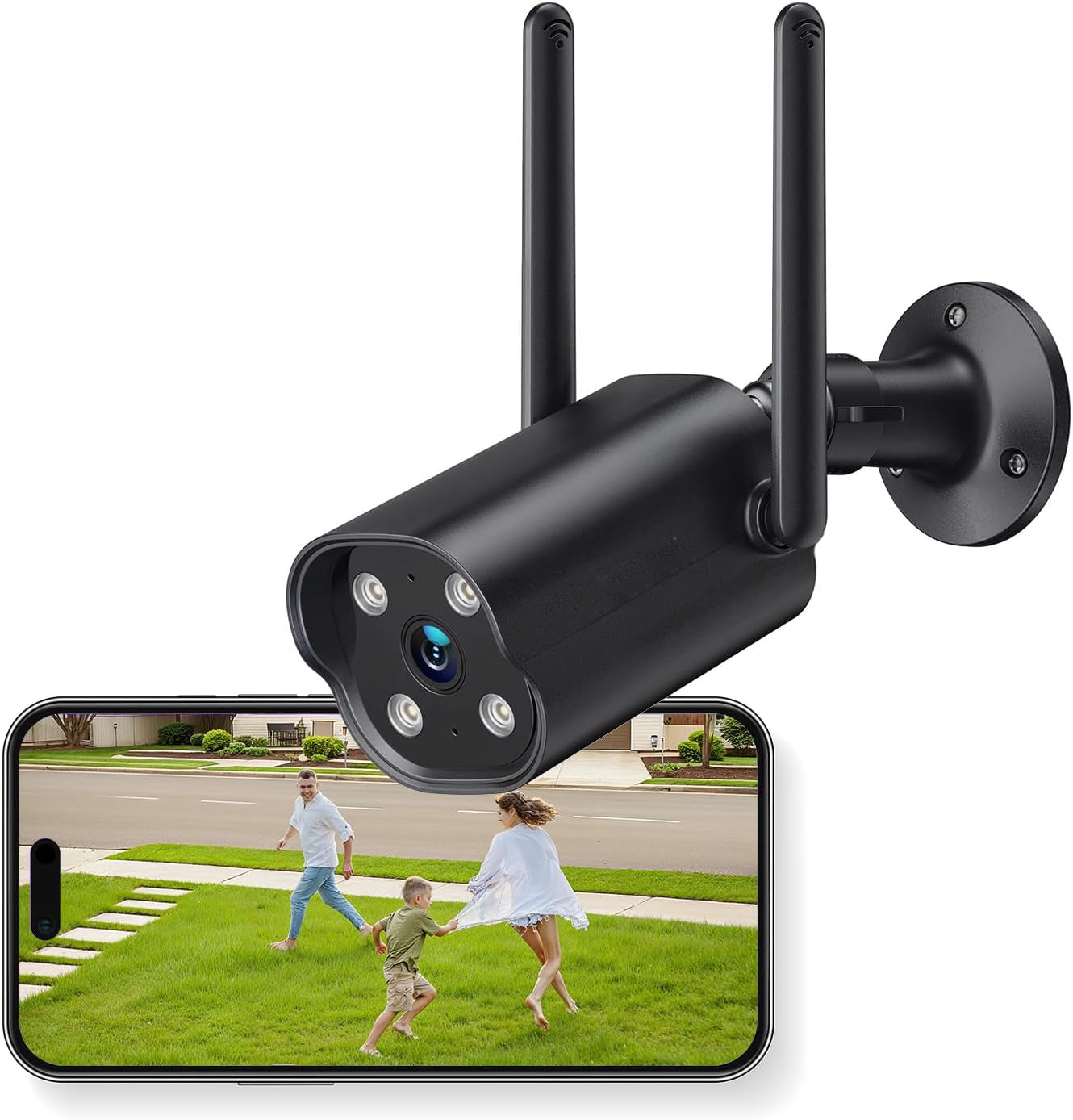 Wifi Outdoor Surveillance Cameras 2K ,PIR Motion Detection,Two-Way Audio, IP66 Waterproof & Night Vision