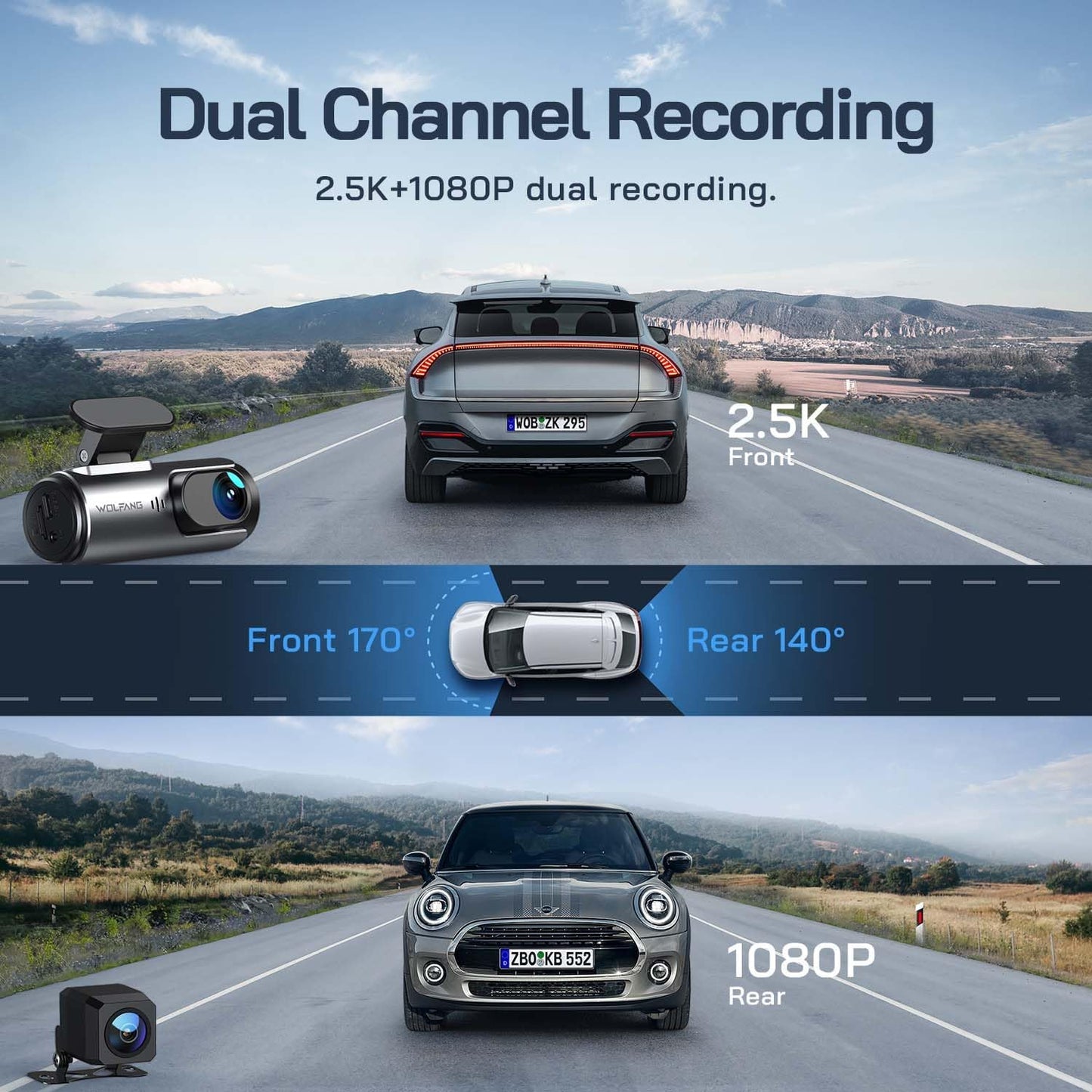 4K Dash Cam Front and Rear WiFi Dashcam, Dual Car Camera Dash Cam with Super Night Vision, Loop Recording, G-Sensor, 170 Wide Angle, Parking Guard, with SD Card, APP Control