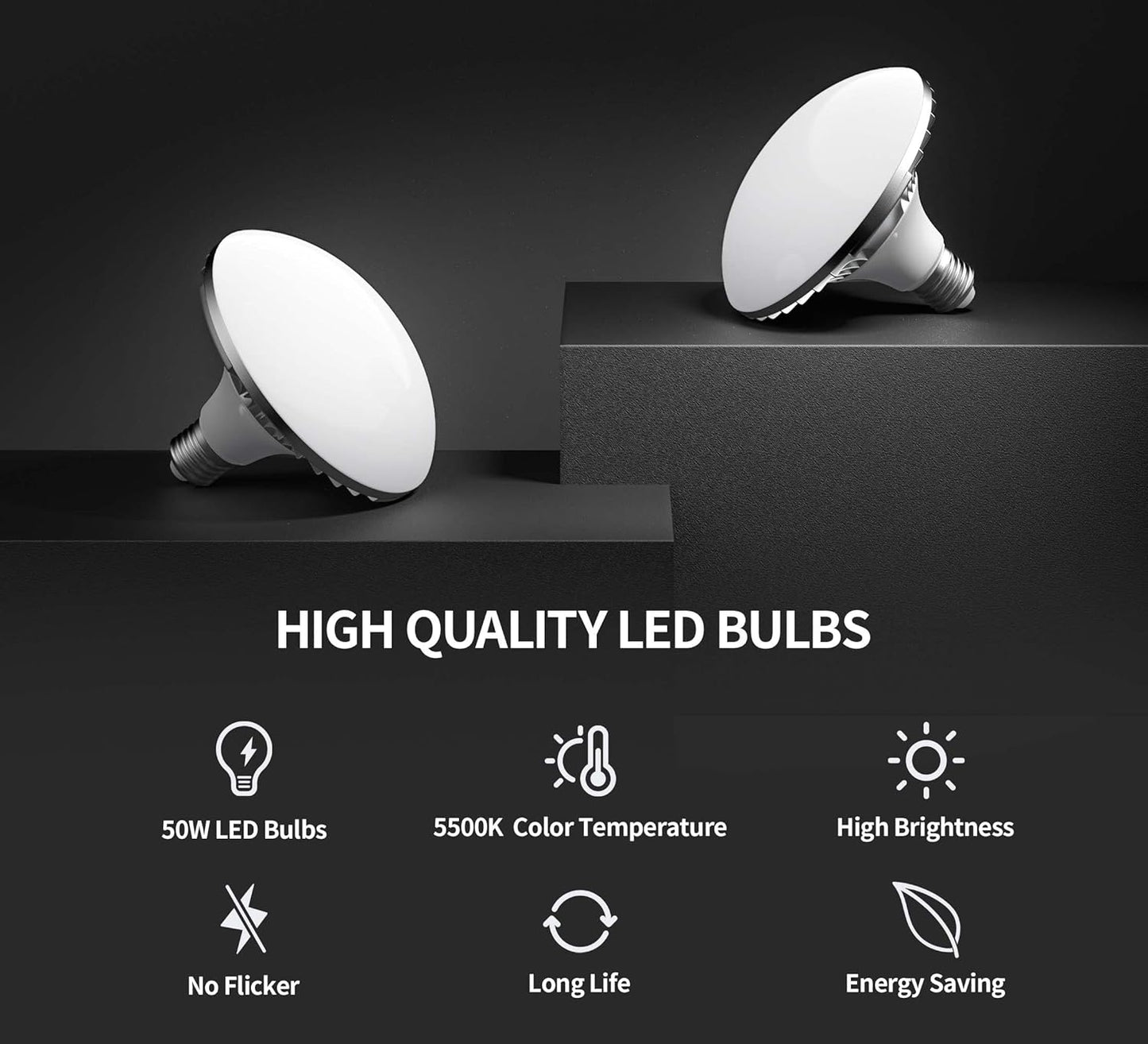 Softbox Lighting Kit 2x16"x16" w/ 50W 5500K 90CRI LED Bulbs, Continuous Light for Video & Photo