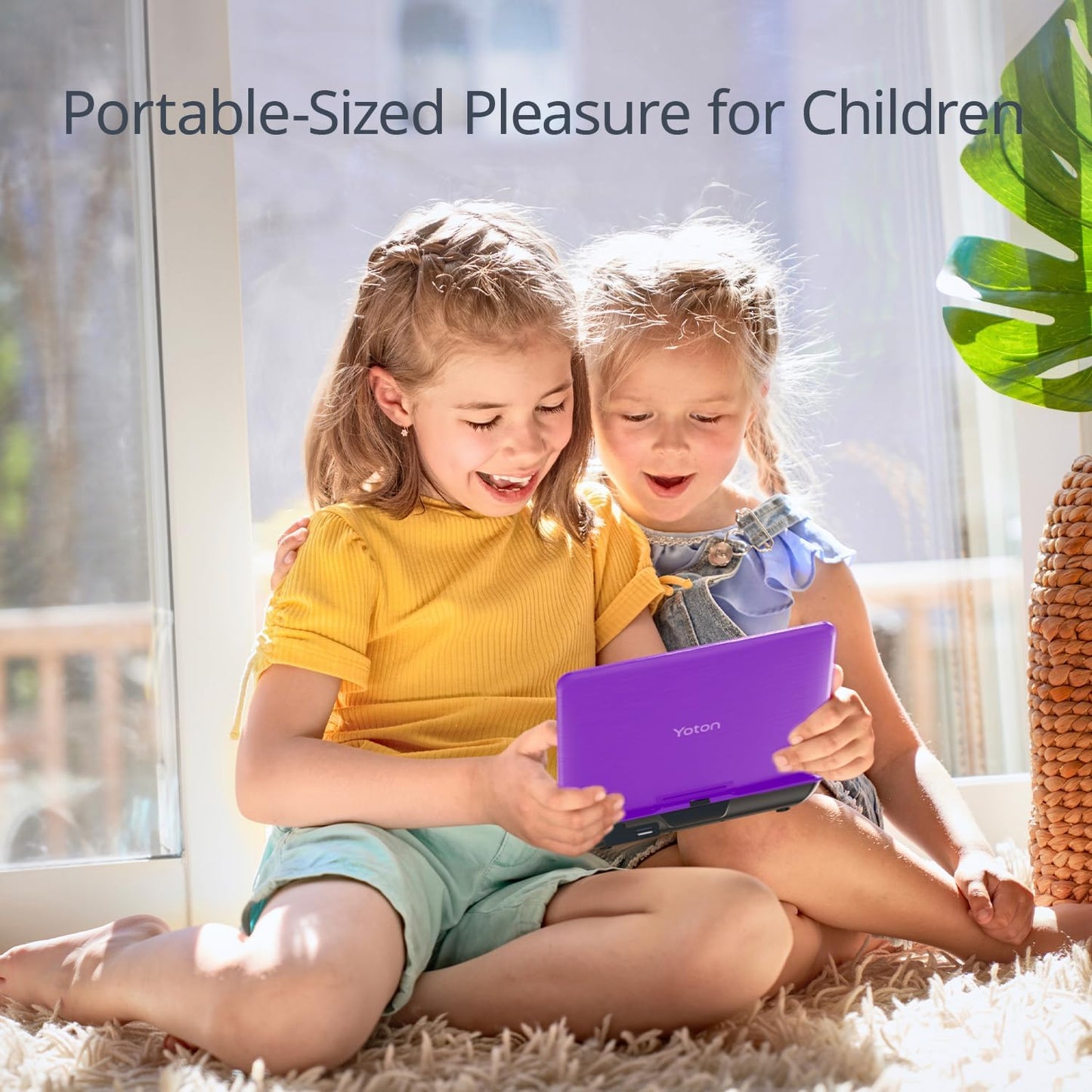 Portable DVD Player with 7.5" HD Swivel Screen for Car and Kids, with Car Charger and AC Adaptor, 1080p, Purple