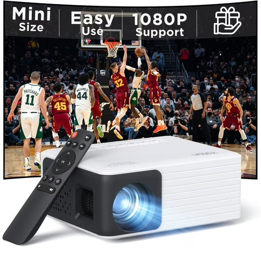 Mini Projector with WiFi & Bluetooth, Full HD 1080P Support, LCD, White, 1 Pack
