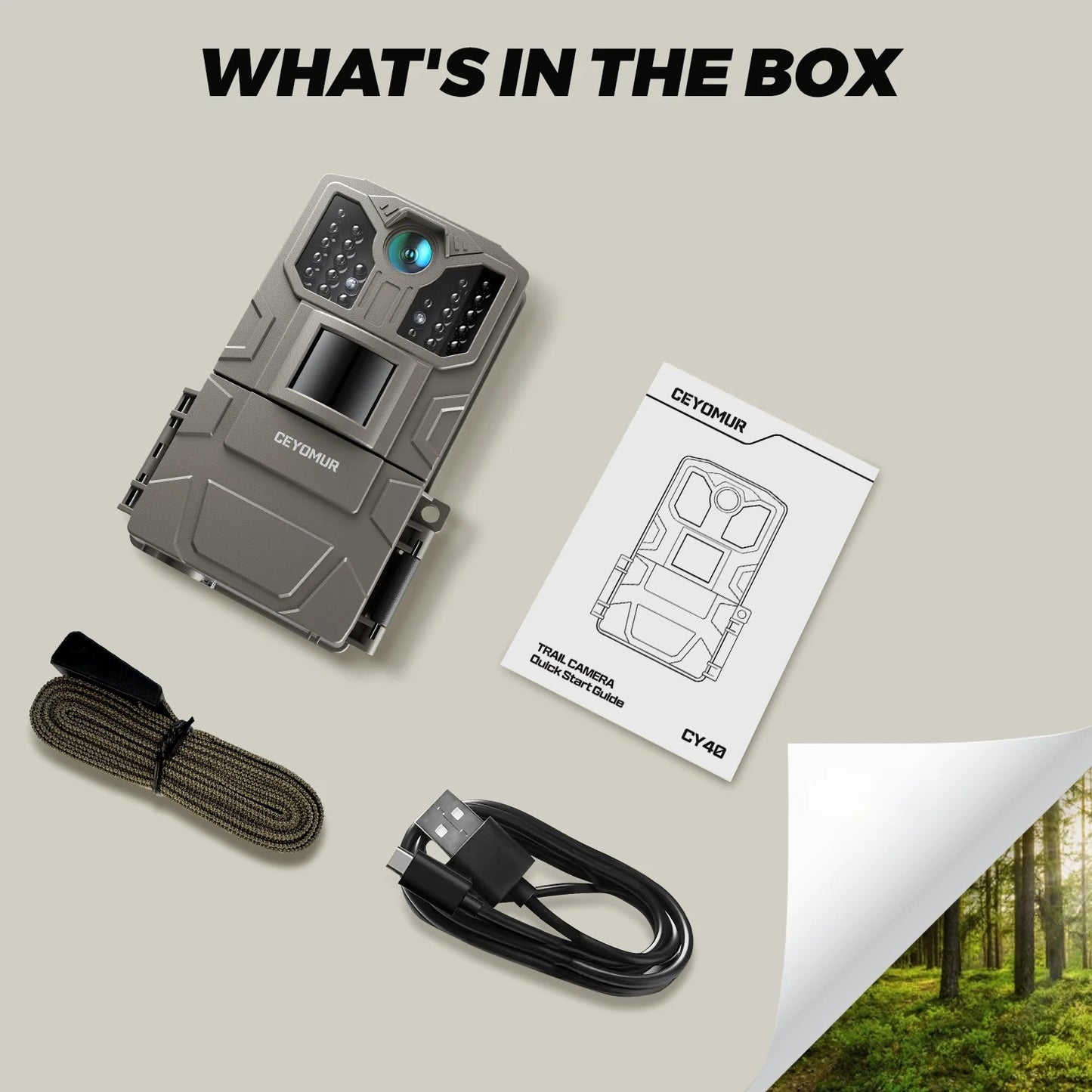 Cocobear Trail Camera 36MP 2K , 850nm IR Night Vision, Motion Detect, 2" Display, IP66 Waterproof