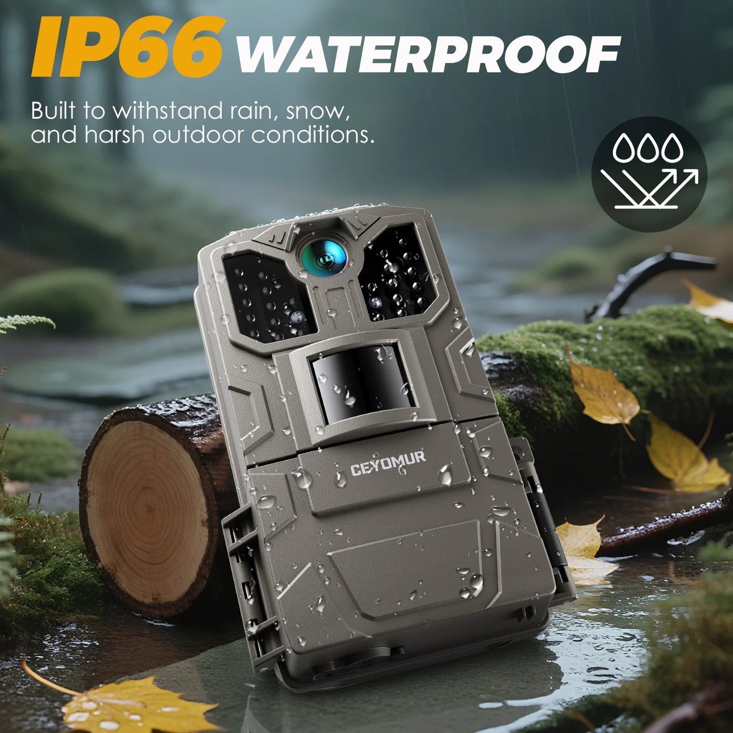 Cocobear Trail Camera 36MP 2K , 850nm IR Night Vision, Motion Detect, 2" Display, IP66 Waterproof