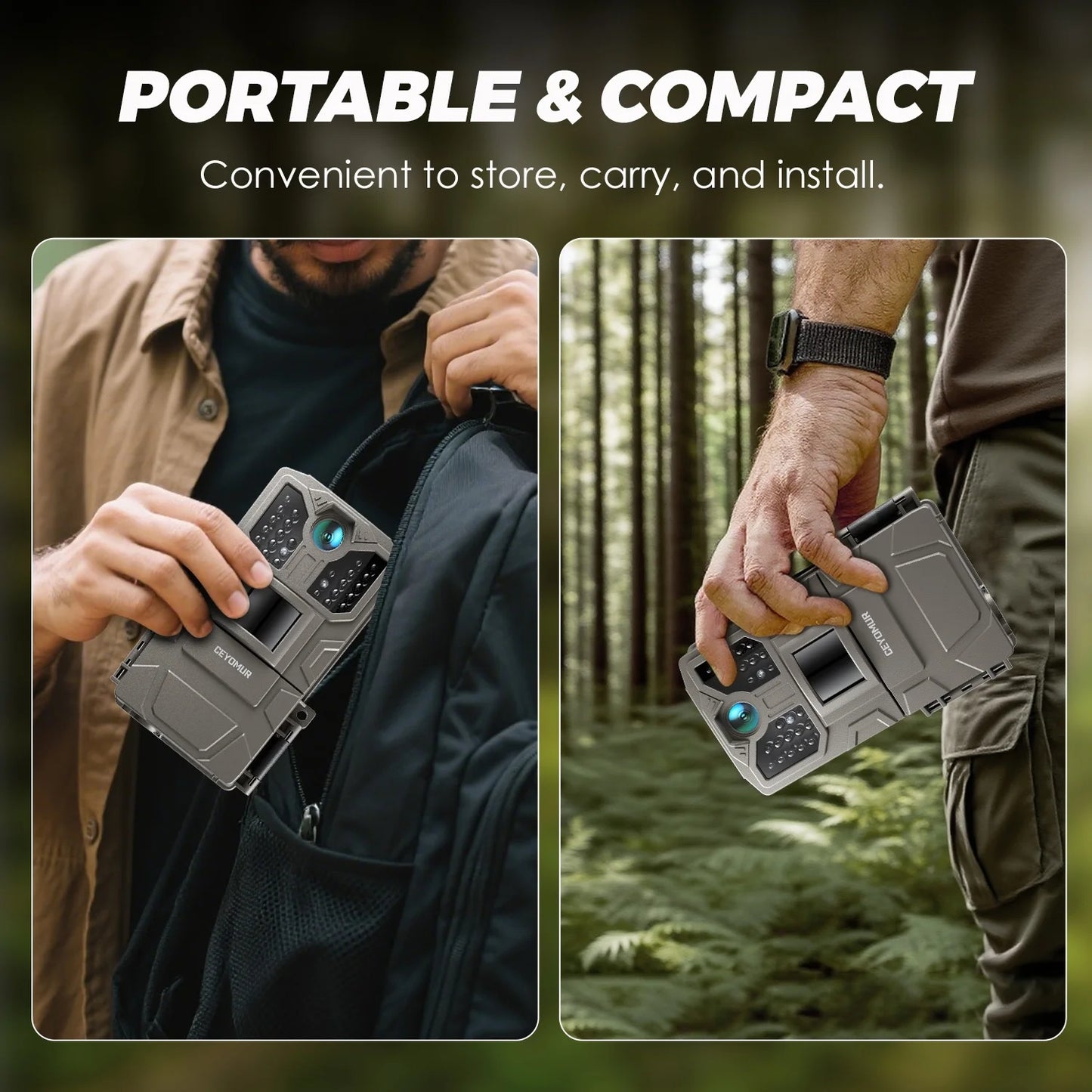 Cocobear Trail Camera 36MP 2K , 850nm IR Night Vision, Motion Detect, 2" Display, IP66 Waterproof