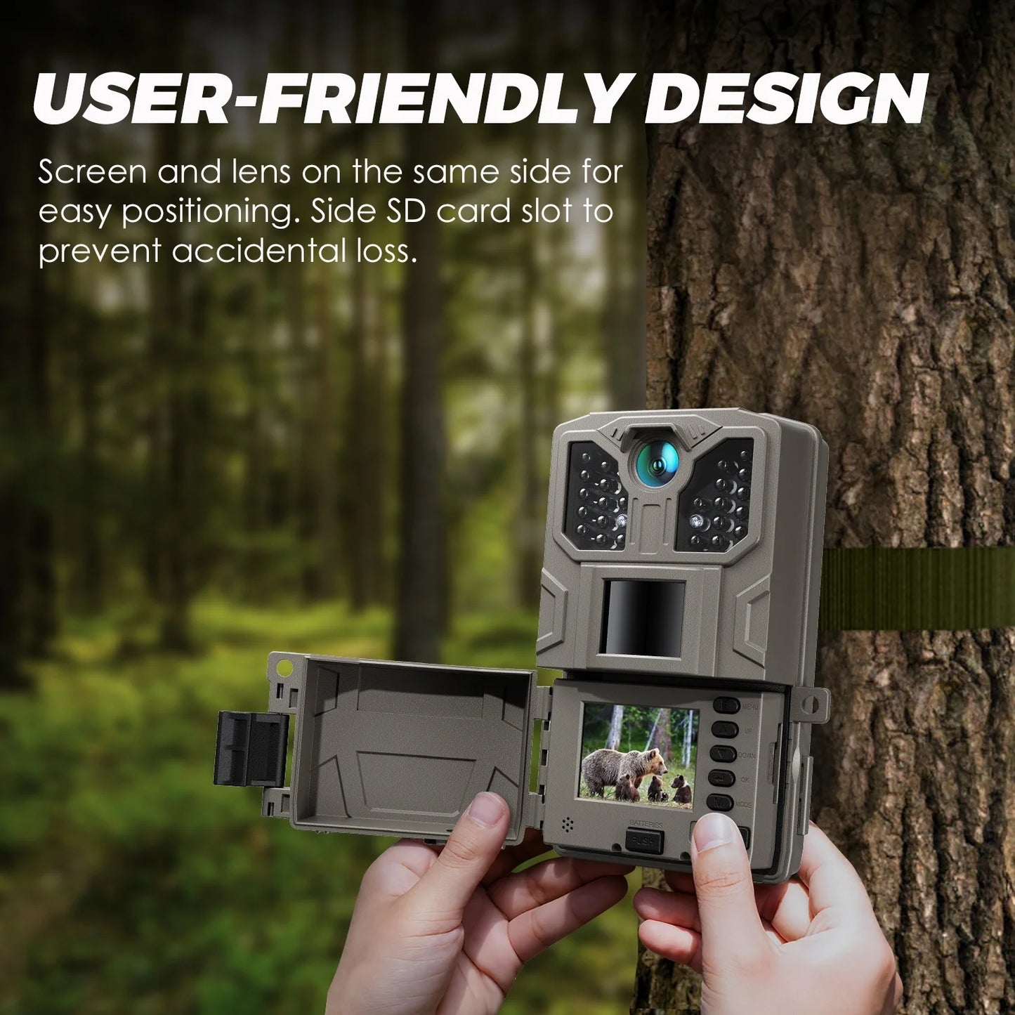 Cocobear Trail Camera 36MP 2K , 850nm IR Night Vision, Motion Detect, 2" Display, IP66 Waterproof