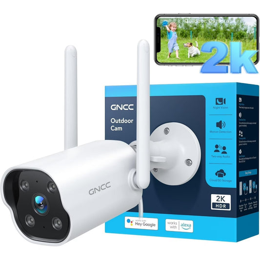 Security Cameras Outdoor for Home 2K IP65 Waterproof Home Surveillance Camera with 2-Way Audio Night Vision