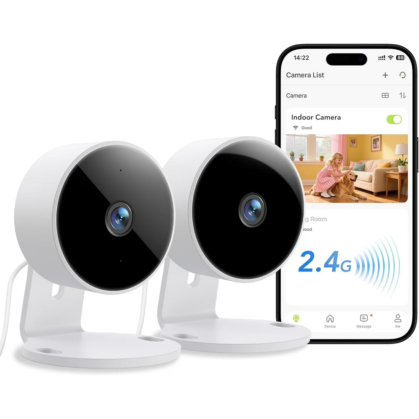 GNCC Indoor Security Camera, 1080P, 360°APP Pan, Motion Detection, 2-Way Audio, Alerts, Cloud, Alexa