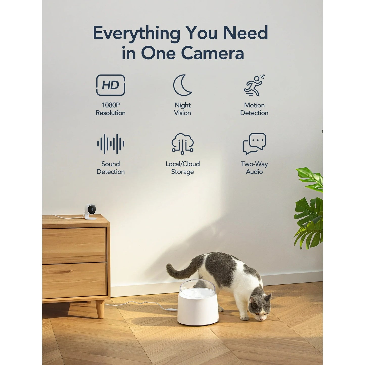 GNCC Indoor Security Camera, 1080P, 360°APP Pan, Motion Detection, 2-Way Audio, Alerts, Cloud, Alexa
