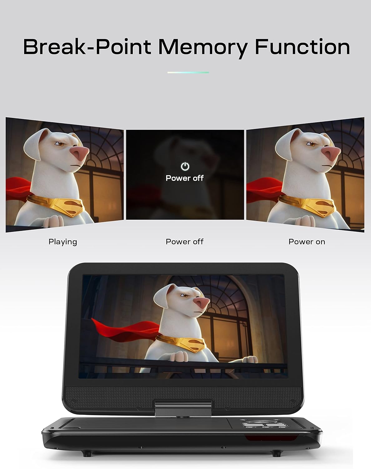 Cocobear Portable DVD Player 10.5" HD w/ Car Headrest Holder, USB, 1080P, Black