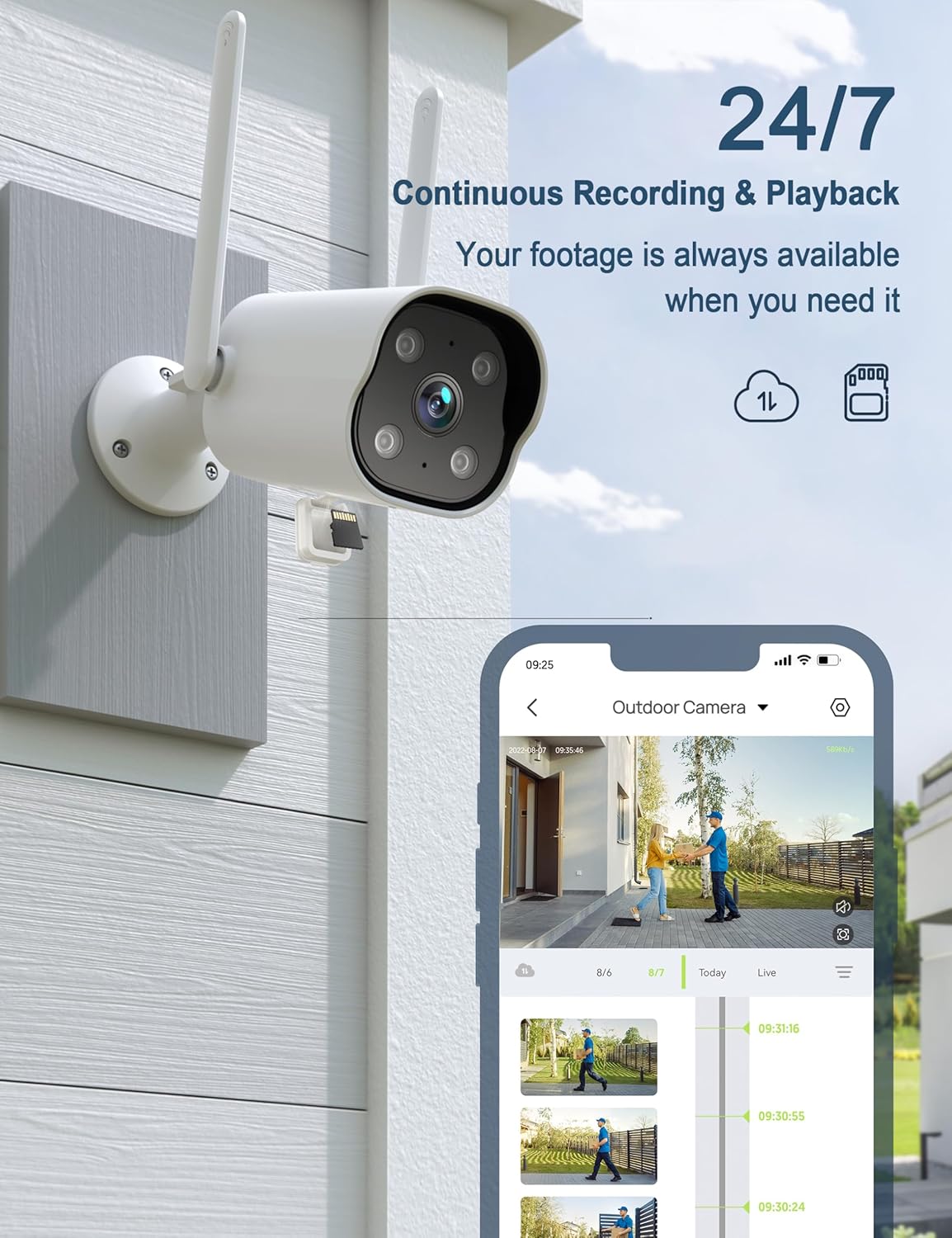 GK1 2K Wifi Outdoor Security Camera, 360° Camera With Full Color Night Vision, IP66 Waterproof, Auto-Tracking,APP control