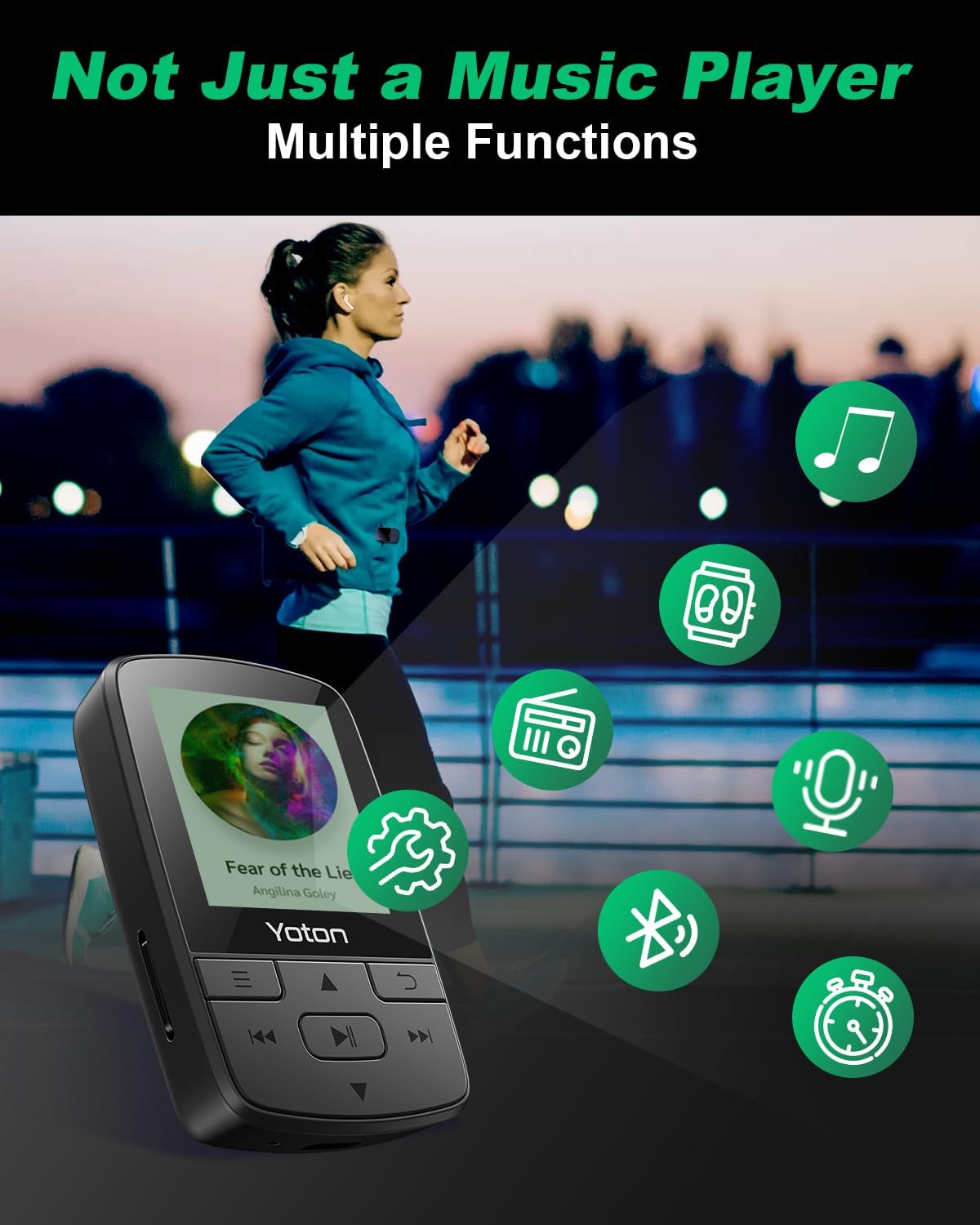 MP3 Player Bluetooth, 64GB HiFi Sound, Built-in Speaker, FM/Recorder/E-Book, Earphones