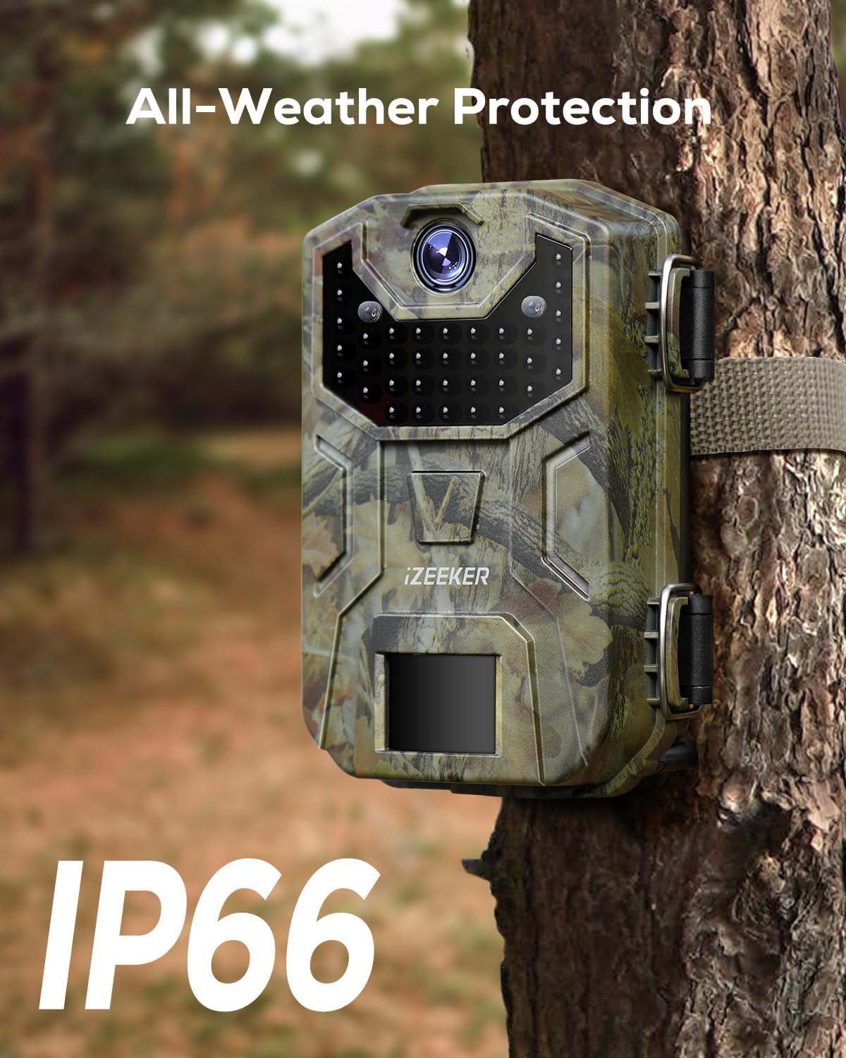 Cocobear Trail Cam 32MP 1080P Night Vision, 0.2s Trigger, IP66 Waterproof for Hunting & Wildlife Monitoring