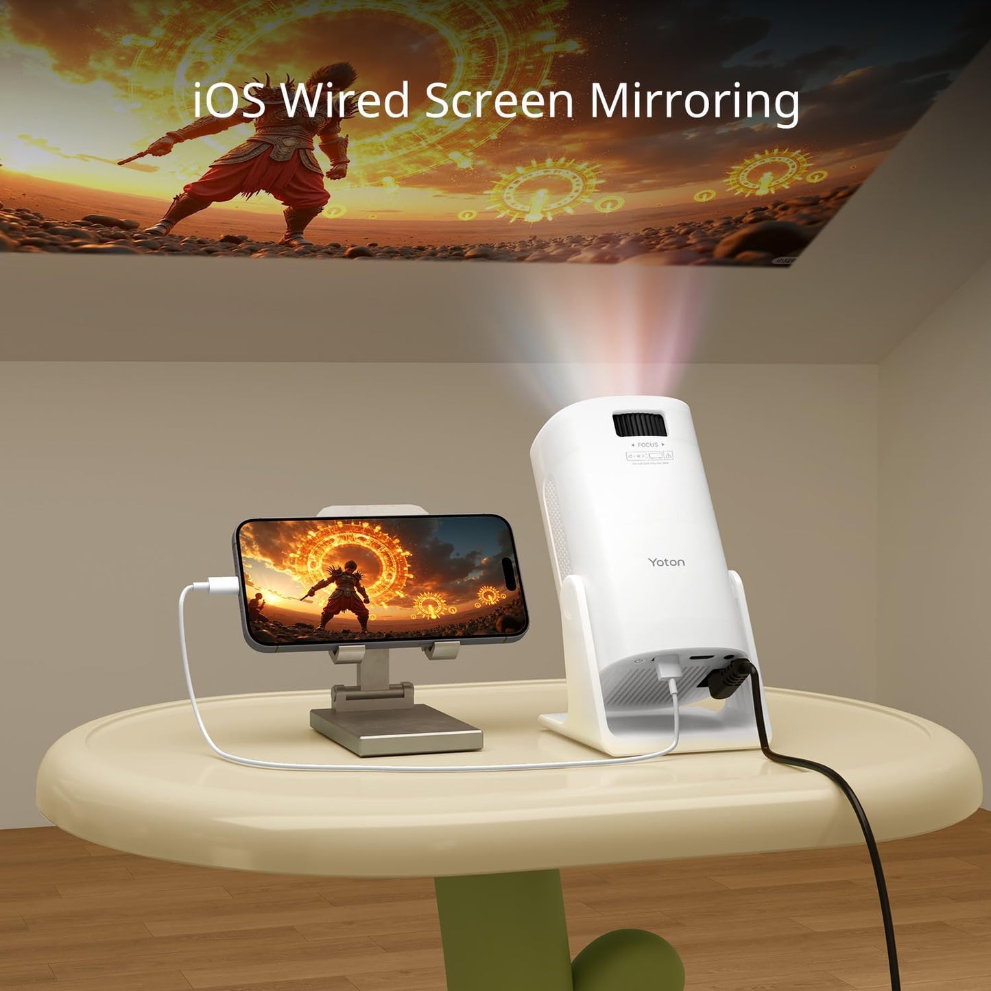 Portable Projector Bluetooth Full HD Video Projector for Home Cinema, 50% Zoom Outdoor