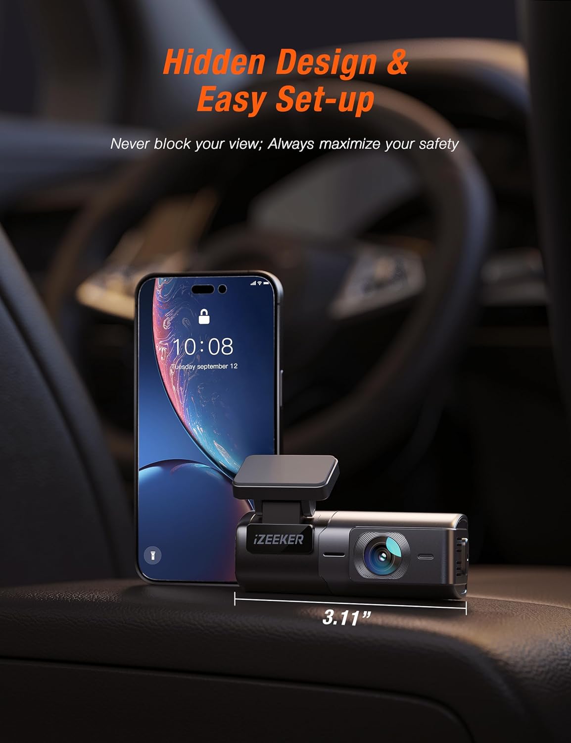 Dash Cam 1080P , DVR Car Driving Recorder, LCD Screen, 170° Wide Angle Mini Camera for Cars, Parking Monitor