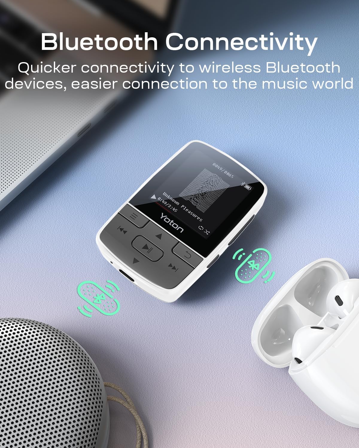 MP3 Player with Bluetooth 80GB, 5.2 HiFi Portable Music Player with FM Radio, Recorder, Pedometer, Stopwatch, Earphones Included Ideal New Gift