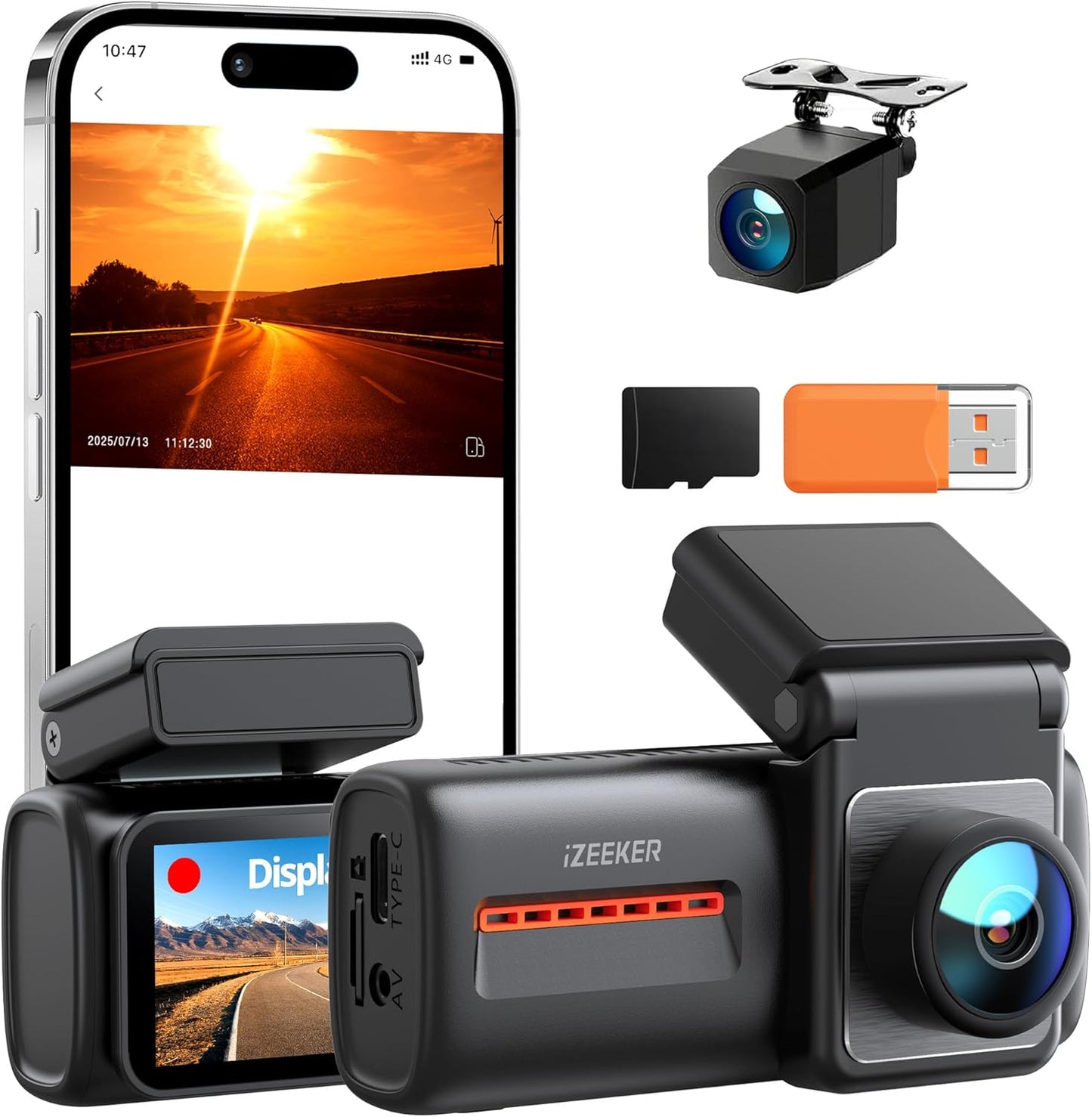 4K Dash Cam Front and Rear, WiFi 6 Dash cam, 4K+1080P Dual Dash Camera, 2.99" IPS Display, APP Control, Night Vision, G-Sensor, Loop Recording, 24H Parking Mode Supports