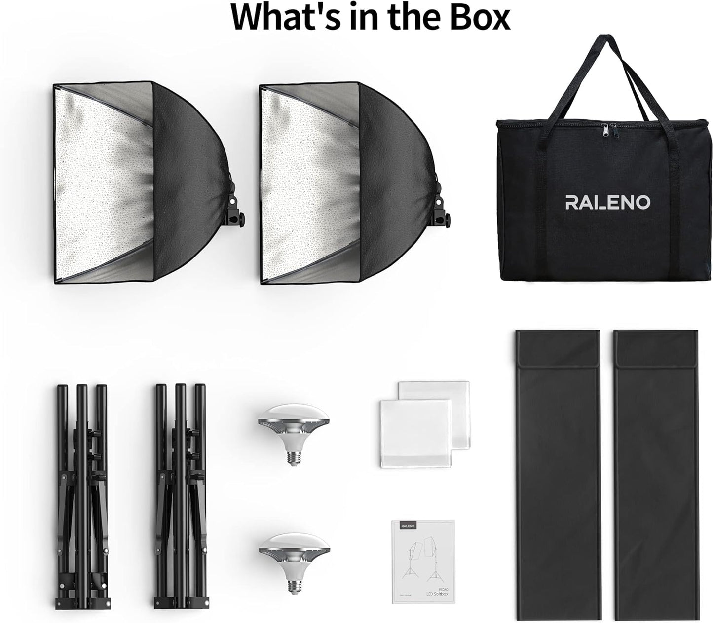 Softbox Lighting Kit 2x16"x16" w/ 50W 5500K 90CRI LED Bulbs, Continuous Light for Video & Photo
