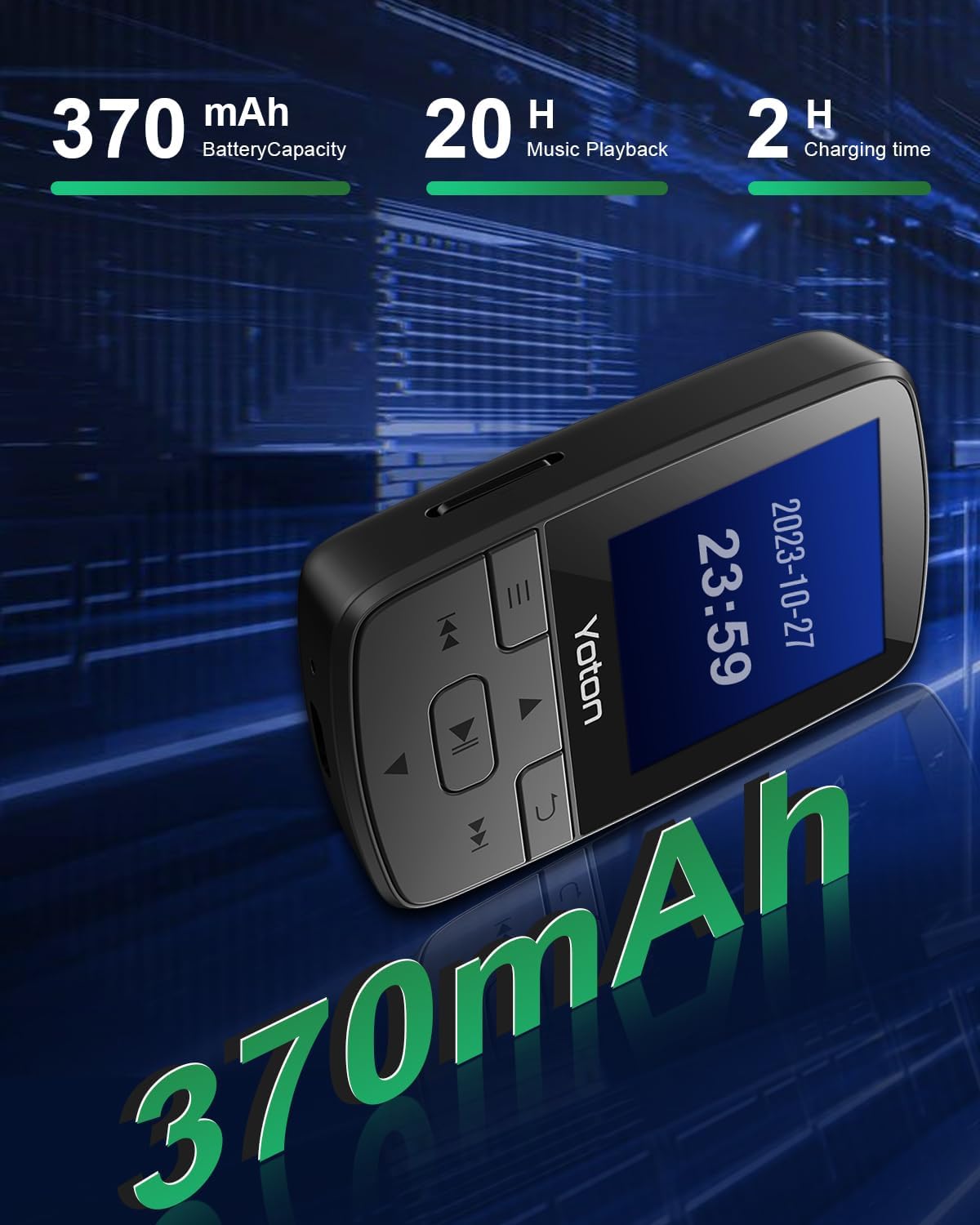 MP3 Player Bluetooth, 64GB HiFi Sound, Built-in Speaker, FM/Recorder/E-Book, Earphones