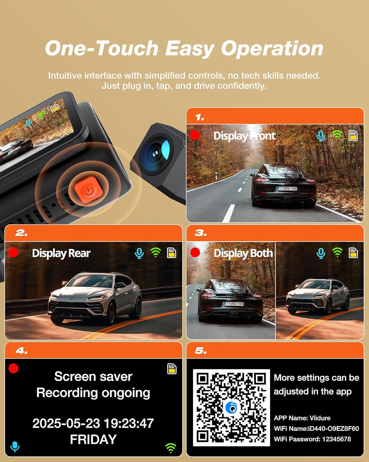 4K Dash Cam Front and Rear, WiFi 6 Dash cam, 4K+1080P Dual Dash Camera, 2.99" IPS Display, APP Control, Night Vision, G-Sensor, Loop Recording, 24H Parking Mode Supports