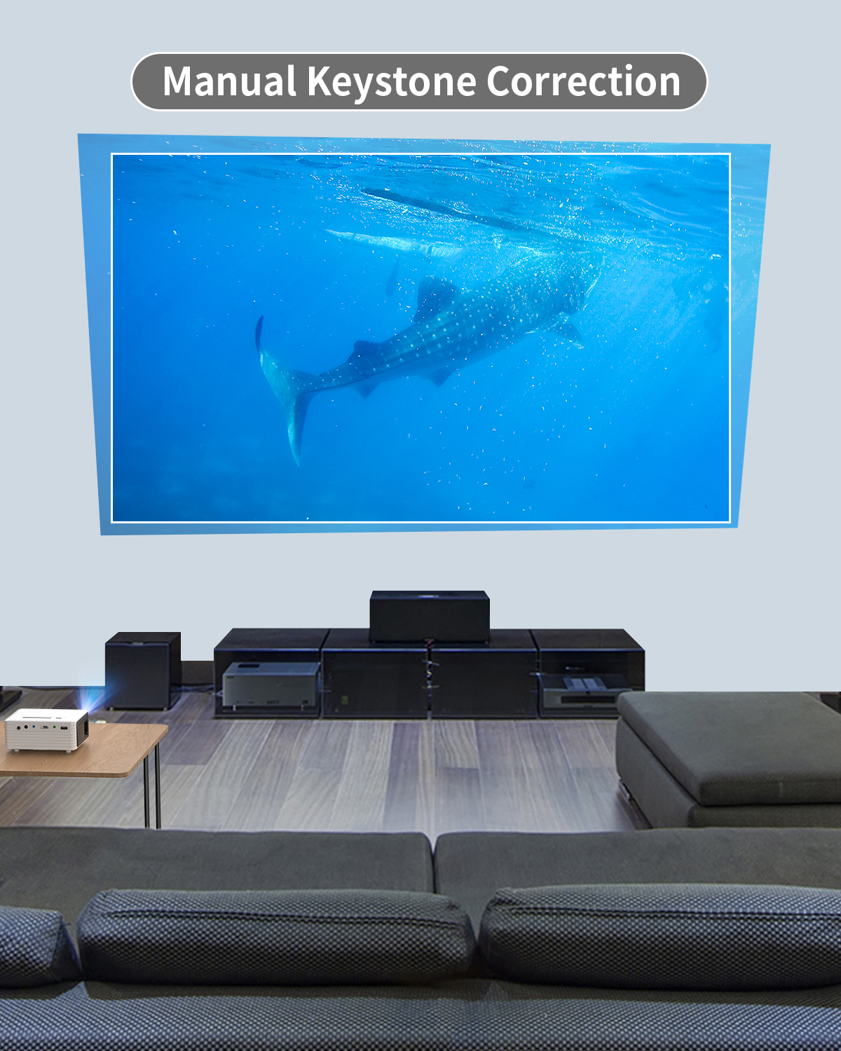 Mini Projector 1080P, 120" Screen Suppported, 4000 Lumens 60000 Hrs Lamp Life, White, 1 Count